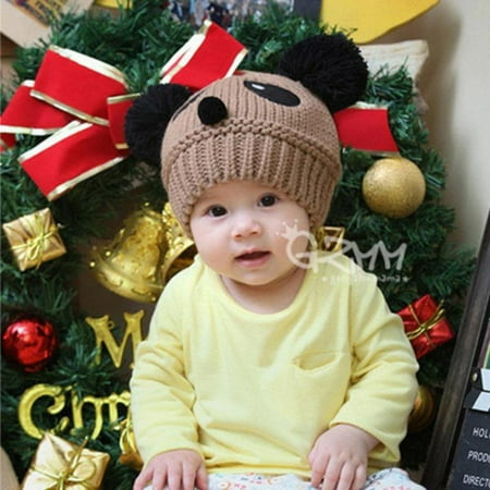 Girls Hat Kids Infant Beanie Double Pom Faux Fur Soft Warm Winter Knit Cap