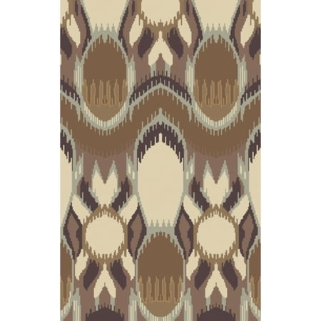 3.25' x 5.25' Wispy Watercolors Sea Green and Chocolate Brown Hand Knotted Area Throw Rug