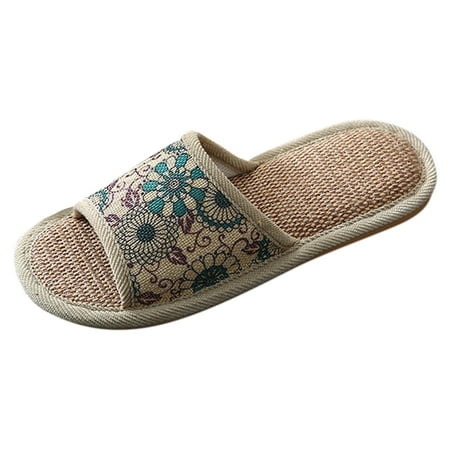 Home Couple Slippers Women And Men Non Slip Cotton Linen Indoor Slipper Open Toe Bedroom Breathable Shoes