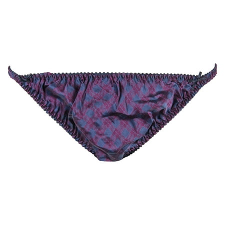 INTIMO Womens Classic Silk String Bikini (Plum/Navy Diamonds Medium)