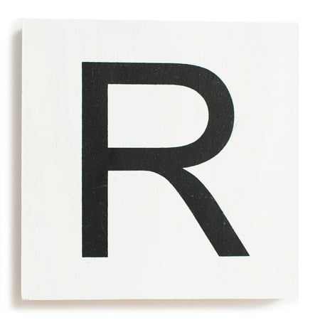 Stiles Crossword Letter Tiles Wooden Wall Decor 3.5 Inch White Letter R