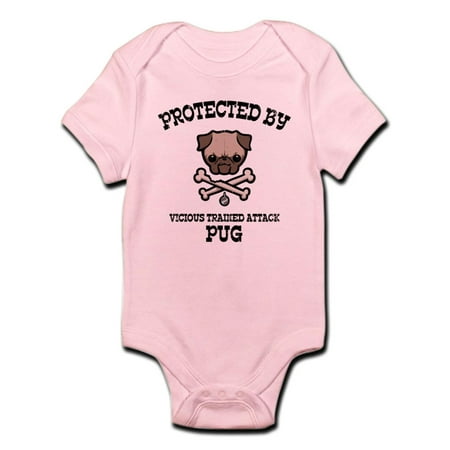 CafePress - Protected By Pug Infant Bodysuit - Baby Light Bodysuit