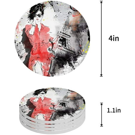 KXMDXA French Modern Lady Paris Eiffel Tower Set of 8 Round Coaster for Drinks Absorbent Ceramic Stone Coasters Cup Mat with Cork Base for Home Kitchen Room Coffee Table Bar Decor
KXMDXA French Modern Lady Paris Eiffel Tower Set of 8 Round Coaster for Drinks Absorbent Ceramic Stone Coasters Cup Mat with Cork Base for Home Kitchen Room Coffee Table Bar Decor