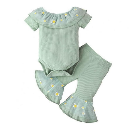 Infant Baby Girl Outfits Short Sleeves Ruffle Romper Top with Long Flared Pants 2Pcs Set 0-18 Months
Infant Baby Girl Outfits Short Sleeves Ruffle Romper Top with Long Flared Pants 2Pcs Set 0-18 Months