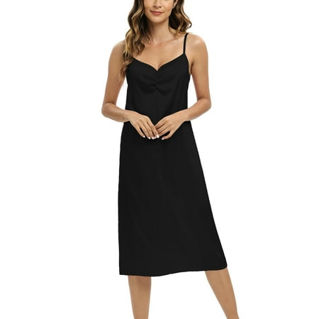 WBQ Womens Long Nightdress Ankle-Length Nightgowns Sleeveless V Neck Chemise Loungewear Pajamas Simulation Silk Soft Sleepwear Sleepdress Black S-2XL
WBQ Womens Long Nightdress Ankle-Length Nightgowns Sleeveless V Neck Chemise Loungewear Pajamas Simulation Silk Soft Sleepwear Sleepdress Black S-2XL
