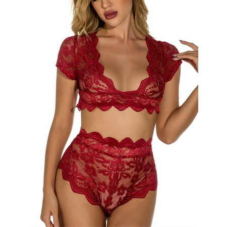 Wrcnote Women Underwear 2 Pieces Lingerie Set Babydoll Short Sleeve Sleepwear Deep V Neck Ladies High Waist Lace Transparent See Through Red 2XL
Wrcnote Women Underwear 2 Pieces Lingerie Set Babydoll Short Sleeve Sleepwear Deep V Neck Ladies High Waist Lace Transparent See Through Red 2XL