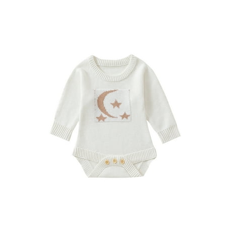 Genuiskids Baby Girl Boy Fall Sweater Jumpsuit Moon Rainbow Knitted Crew Neck Long Sleeve Snaps Sweater Romper Top for Toddlers Fall Winter Clothes 0-24M
Genuiskids Baby Girl Boy Fall Sweater Jumpsuit Moon Rainbow Knitted Crew Neck Long Sleeve Snaps Sweater Romper Top for Toddlers Fall Winter Clothes 0-24M