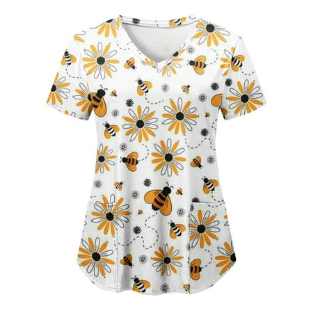 Bee Printed Working Uniform Lady 2023 New Protective Clothing Women s Spring Short Sleeved V Neck Printed Pocket T Top Scrubs Uniform Nurses
Bee Printed Working Uniform Lady 2023 New Protective Clothing Women s Spring Short Sleeved V Neck Printed Pocket T Top Scrubs Uniform Nurses