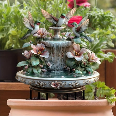 Hummingbird Splashing Garden Statue Acrylic Plate Patio Outdoor Garden Basin Rain And Weather Decoration Card Slot Home Decor Easy To Use