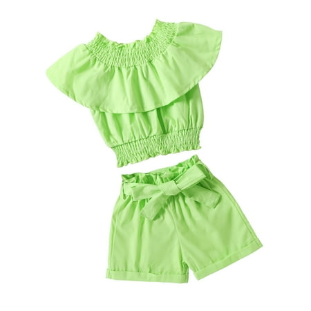 TAIAOJING Outfits For Girls Toddler Kids Baby Solid Off Shoulder Ruffle T Shirt Tops Bow Shorts 2PCS Clothes Set Girl Clothing 3-4 Years
TAIAOJING Outfits For Girls Toddler Kids Baby Solid Off Shoulder Ruffle T Shirt Tops Bow Shorts 2PCS Clothes Set Girl Clothing 3-4 Years