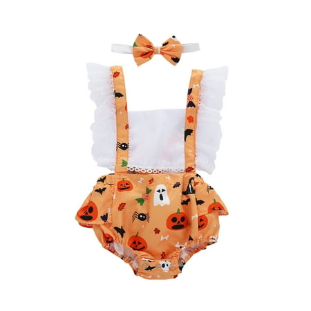 Calsunbaby Newborn Baby Girls Romper Headband Sleeveless Halloween Pumpkin Print Party Lace Ruffle Bodysuit Yellow 0-6 Months
Calsunbaby Newborn Baby Girls Romper Headband Sleeveless Halloween Pumpkin Print Party Lace Ruffle Bodysuit Yellow 0-6 Months