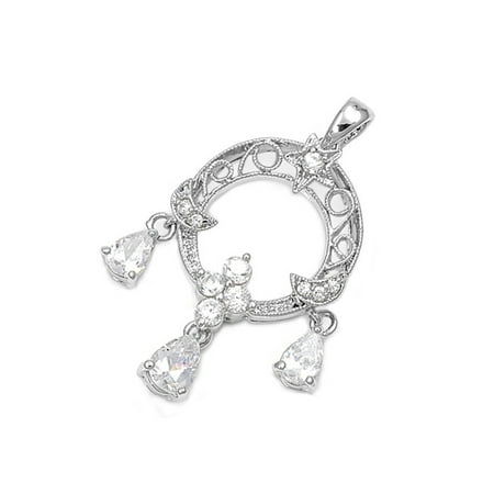 Dream Catcher Moon And Star Sterling Pendant With CZ Stone