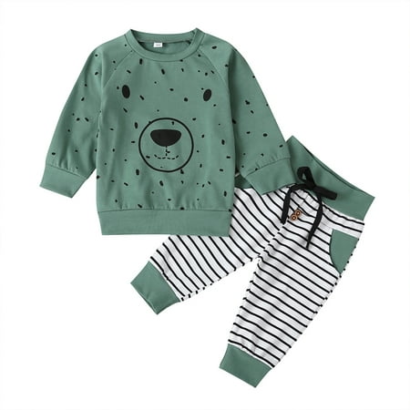 Genuiskids Toddler Baby Boy 2Pcs Outfits Long Sleeve Cotton Cartoon Bear Printed Tops+Striped Pants Outfits Fall Winter Clothes
Genuiskids Toddler Baby Boy 2Pcs Outfits Long Sleeve Cotton Cartoon Bear Printed Tops+Striped Pants Outfits Fall Winter Clothes