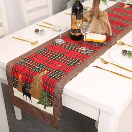 SPRING PARK Christmas Table Runner Reusable Christmas Tree Elk Printed Lattice Tablecloth Table Mat Cover for Holiday Christmas Dinner Table Decorations 
SPRING PARK Christmas Table Runner Reusable Christmas Tree Elk Printed Lattice Tablecloth Table Mat Cover for Holiday Christmas Dinner Table Decorations