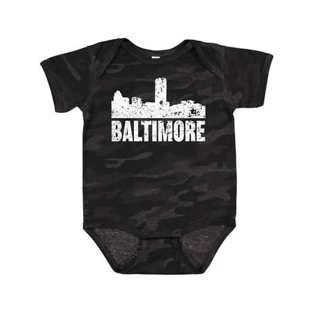 Inktastic Baltimore Skyline Grunge Gift Baby Boy or Baby Girl Bodysuit
