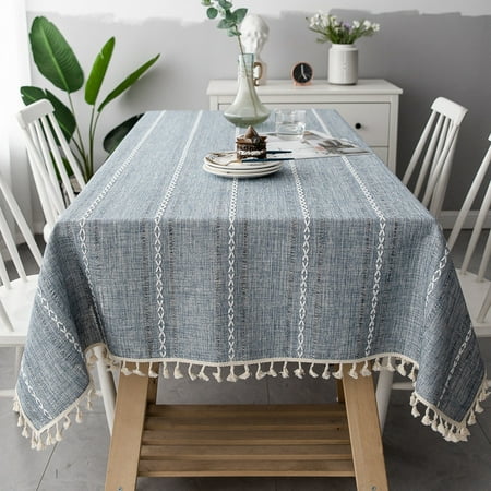 Rectangle Tablecloth Cotton Linen Striped Cutout Tablecloth With Tassel Easy To Care Elegant Table Cover For Living Restaurant Picnic Party Garden-Blue-140*240CM
Rectangle Tablecloth Cotton Linen Striped Cutout Tablecloth With Tassel Easy To Care Elegant Table Cover For Living Restaurant Picnic Party Garden-Blue-140*240CM