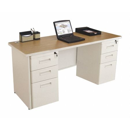 PRONTO PCR6024DP-B-B/UT:OKPU Metal Dbl Pedestal Credenza,Oak Top,60"