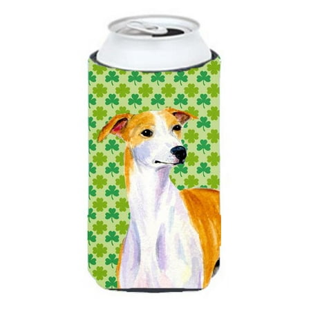 Whippet St. Patricks Day Shamrock Portrait Tall Boy bottle sleeve Hugger