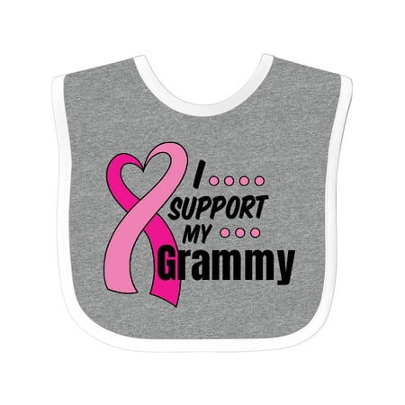 Inktastic Breast Cancer Awareness I Support My Grammy with Pink Ribbon Gift Baby Boy or Baby Girl Bib