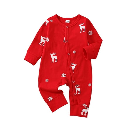 Diconna Toddler Kids Girls Boys Jumpsuit Christmas Deer Printed Long Sleeve Single Breasted Romper Outfits Red 3-6 Months
Diconna Toddler Kids Girls Boys Jumpsuit Christmas Deer Printed Long Sleeve Single Breasted Romper Outfits Red 3-6 Months