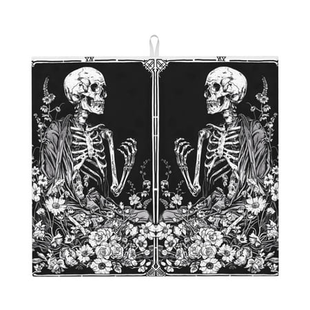 Dish Drying Mats for Kitchen Counter - Gothic Skull Floral Art 16x18In Anti-Slip Absorbent Microfiber Drying Mat for Kitchen Counter Mat Dish Rack Mat with Hanging Loop
Dish Drying Mats for Kitchen Counter - Gothic Skull Floral Art 16x18In Anti-Slip Absorbent Microfiber Drying Mat for Kitchen Counter Mat Dish Rack Mat with Hanging Loop