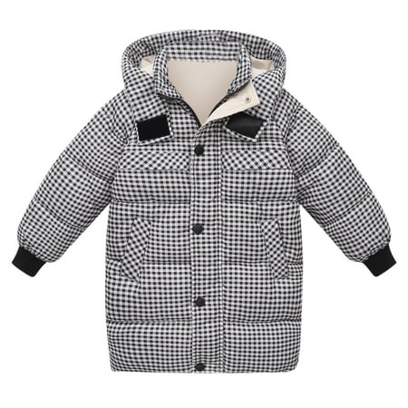

Stamzod Winter Coat Kids Girl Plaid Print Thicken Warm Kids Down Coat With Hooded Long Cotton Down Jackets Outerwears Children Clothes For Girls 1-10Years