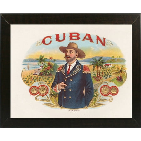 Cuban-ARTCIG63738 Print 15.25"x20.25" by Art of the Cigar in a Affordable Brazilian Walnut Medium