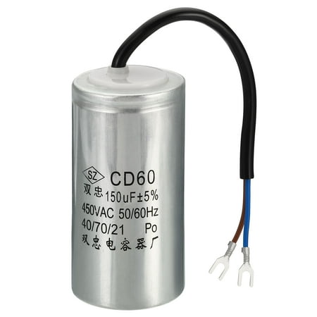 Uxcell 150uF 450VAC 2 Wires 5% Tolerance 50/60Hz CD60 Run Capacitor