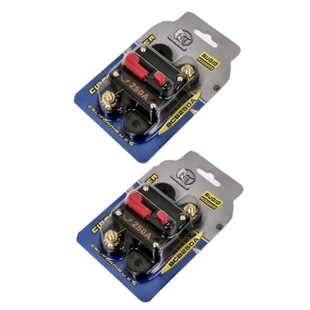 NEW! (2) Bullz Audio 12 Volt 250 Amp Car Audio Stereo Circuit Breakers BCB250A