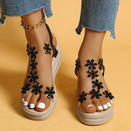 〖Yilirongyumm〗 Black 38 Sandals Women Ladies Fashion Summer Transparent Strap Flower Wedge Heel Elastic Casual Roman Sandals
〖Yilirongyumm〗 Black 38 Sandals Women Ladies Fashion Summer Transparent Strap Flower Wedge Heel Elastic Casual Roman Sandals