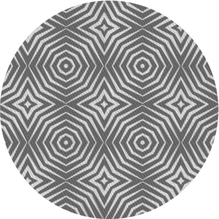 Ahgly Company Indoor Round Patterned Carbon Gray Area Rugs 4 Round