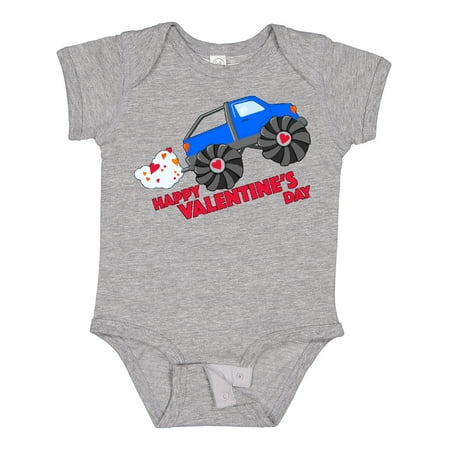 Inktastic Happy Valentine s Day-monster Truck Gift Baby Boy or Baby Girl Bodysuit