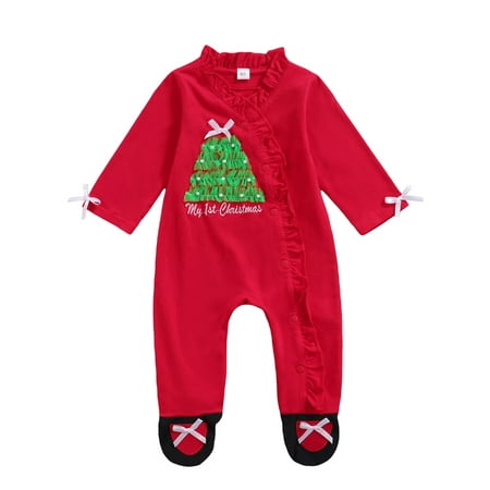 Suanret Christmas Newborn Baby Girls Boys Footed Romper Xmas Tree Letters Printed Long Sleeve Jumpsuit Red 3-6 Months
Suanret Christmas Newborn Baby Girls Boys Footed Romper Xmas Tree Letters Printed Long Sleeve Jumpsuit Red 3-6 Months