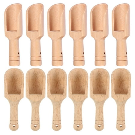 12pcs Wooden Salt Spoons Small Tea Spoons Wood Tea Scoops Seasoning Spoons