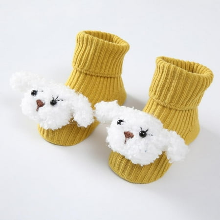 Boy and Girls 3D Cartoon Anti-Skid Baby Booties Sock Slippers for 0-12 Months