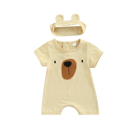 Newborn Boys Summer Romper Sets Short Sleeve Round Neck Cartoon Bear Jumpsuit + Headband
Newborn Boys Summer Romper Sets Short Sleeve Round Neck Cartoon Bear Jumpsuit + Headband