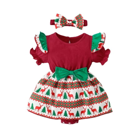 TheFound Newborn Baby Girls Christmas Romper Elk Ruffle Short Sleeve Dress One-Piece Jumpsuit with Headband Set
TheFound Newborn Baby Girls Christmas Romper Elk Ruffle Short Sleeve Dress One-Piece Jumpsuit with Headband Set