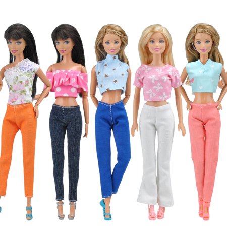 5X TOPS + 5X PANTS FASHION SUMMER CLOTHES OUTFITS FOR BARBIE GIRLS FAVOR GIFT