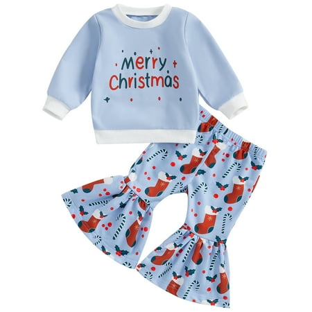 Toddler Baby Girls 2pcs Outfits Set Long Sleeve Sweatshirt with Candy Cane Flare Pants Christmas Clothes
Toddler Baby Girls 2pcs Outfits Set Long Sleeve Sweatshirt with Candy Cane Flare Pants Christmas Clothes