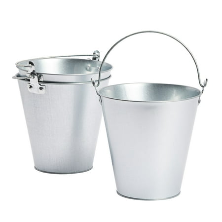 

3 Pack Galvanized Metal Ice Buckets for Parties 7 Inch Tin Pails with Handles for Beer Wine Champagne Home Decor Table Centerpieces Wedding Decorations 100 oz