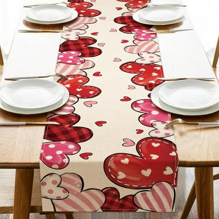 Valentine s Day Pink Red Love Hearts Table Runner Buffalo Plaid Polka Dots Stripes Farmhouse Kitchen Dining Table Decor Wedding Anniversary Holiday Home Decoration Party Supply 13x90 Inches
Valentine s Day Pink Red Love Hearts Table Runner Buffalo Plaid Polka Dots Stripes Farmhouse Kitchen Dining Table Decor Wedding Anniversary Holiday Home Decoration Party Supply 13x90 Inches