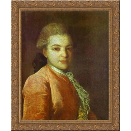 Portrait of Count Illarion Ivanovich Vorontsov 24x20 Gold Ornate Wood Framed Canvas Art by Fyodor Rokotov