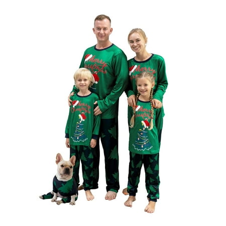 

Christmas Family Pajamas Long Sleeve Tree Crew Tops + Long Pants Parent-Child Christmas Nightwear Home Wear Clothes