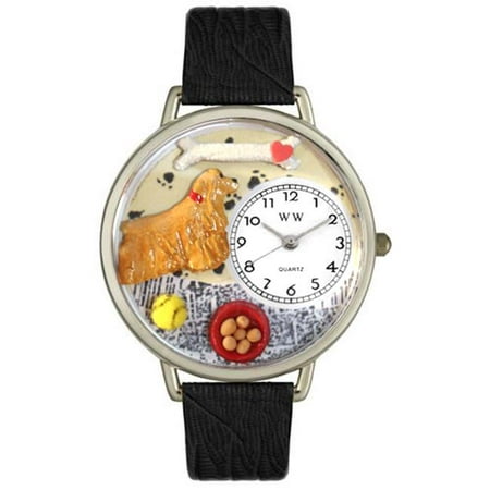 Whimsical Watches U0130027 Cocker Spaniel Black Skin Leather And Silvertone Watch