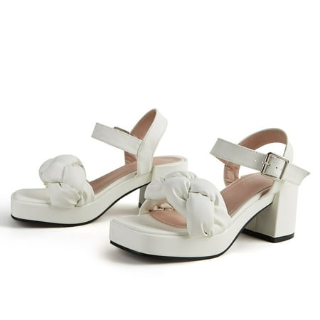 Rourlinge Women s Sandals Casual Solid Color Roman Style Buckle Ankle-strap Chunky High Heels Square Toe Shoes White 36
Rourlinge Women s Sandals Casual Solid Color Roman Style Buckle Ankle-strap Chunky High Heels Square Toe Shoes White 36