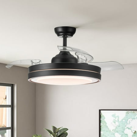Gardenry 42 In. Intergrated LED Retractable Ceiling Fan with Black Shade Frame