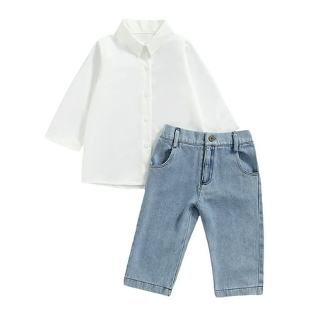 Yinyinxull Autumn Kids Girls 2Pcs Clothes Set Solid Long Sleeve Lapel Neck Button-up Tops Shirt Denim Pants White 2-3 Years
Yinyinxull Autumn Kids Girls 2Pcs Clothes Set Solid Long Sleeve Lapel Neck Button-up Tops Shirt Denim Pants White 2-3 Years