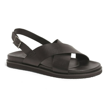 Anthony Veer Mens Cancun Cross Strap Comfort Leather Sandal (Black 10.5 D)