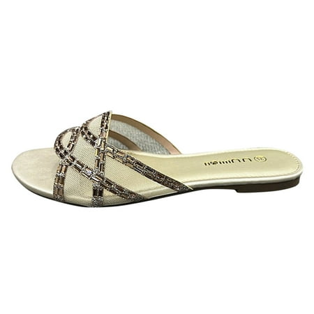 SEMIMAY Women s 2023 Summer New Large Diamond Flat Fashion Casual Flip Flops