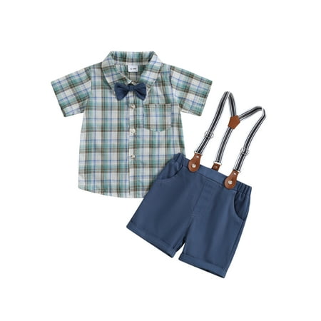 Infant Baby Boys Gentleman Outfits Summer Short Sleeve Tie Buttons Plaid Shrit Suspender Shorts Overalls Clothes
Infant Baby Boys Gentleman Outfits Summer Short Sleeve Tie Buttons Plaid Shrit Suspender Shorts Overalls Clothes